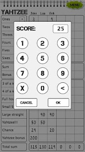 Yahtzee scoresheet Screen 3