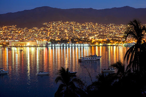 Acapulco shimmers at night.