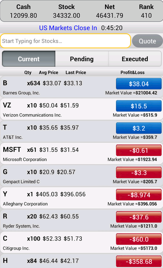 stock market ticker etrade simulator app