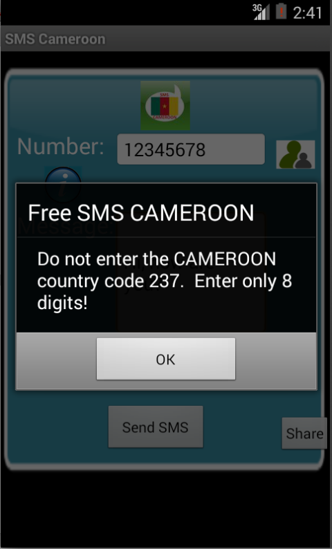 Android application Free SMS Cameroon screenshort