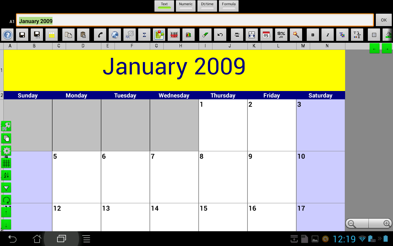 E droid cell pro spreadsheet