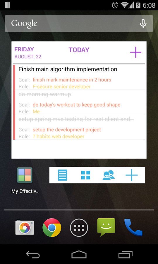    My Effectiveness: To do, Tasks- screenshot  