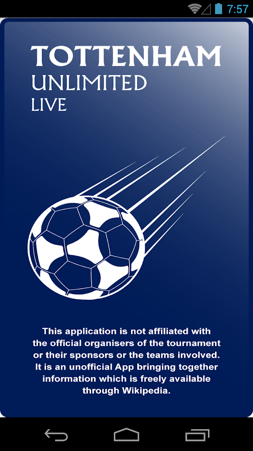 Android application Tottenham Hotspur screenshort