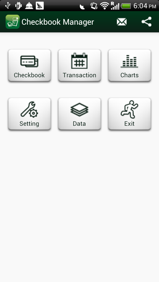 Checkbook Manager Screen 1