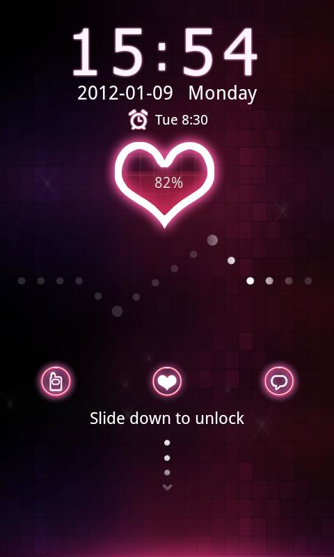 Red heart Theme GO Locker - screenshot