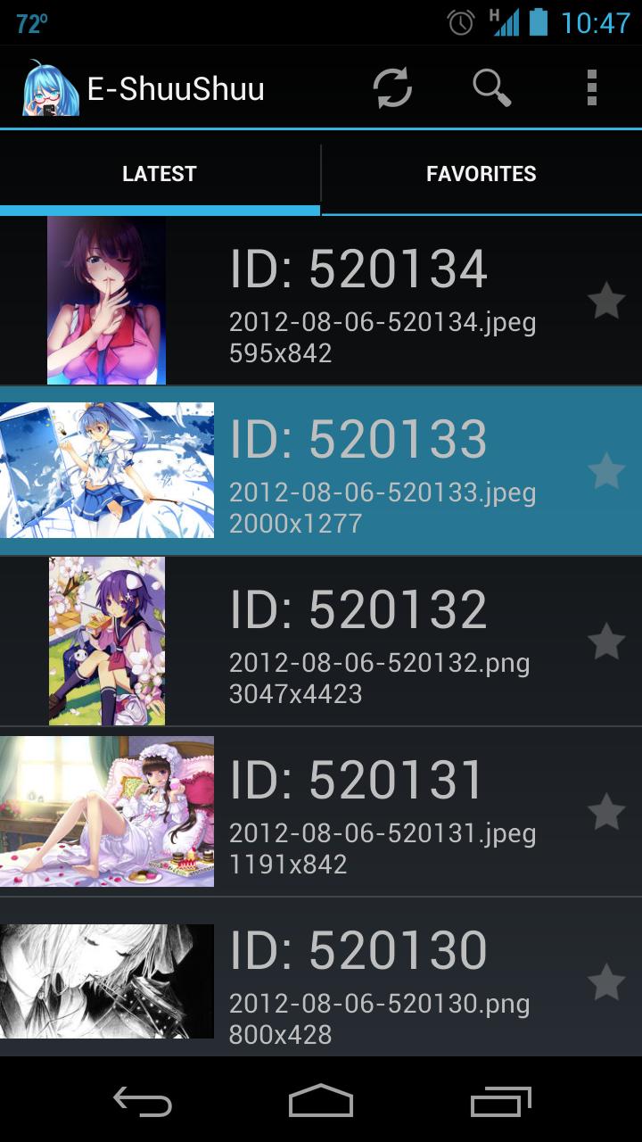 Android application E-shuushuu screenshort
