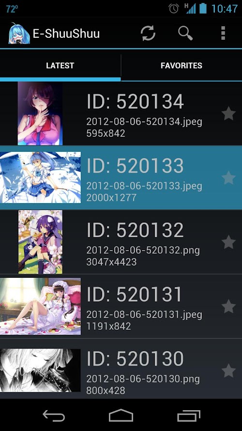 Android application E-shuushuu screenshort