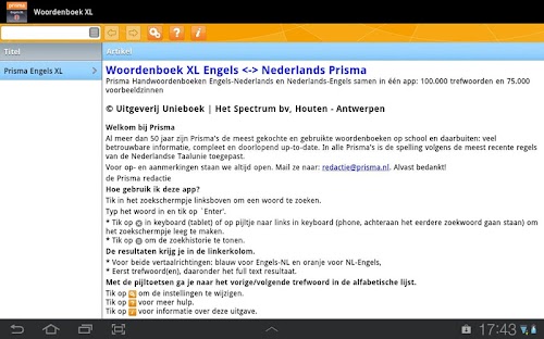 Android application Woordenboek XL Engels Prisma screenshort