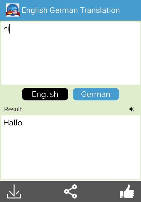 German English Translator Screen 2