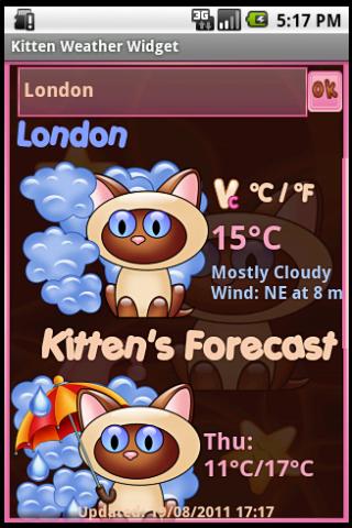 Kitten  Weather Widget Screen 2