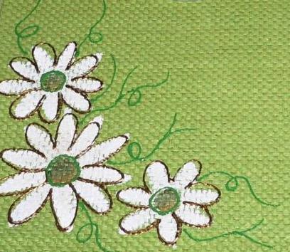 Fabric painting-White Flowers