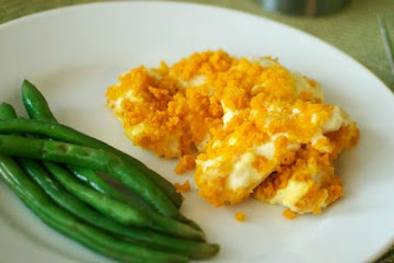 Easy Chicken Casserole with Goldfish Cracker Topping