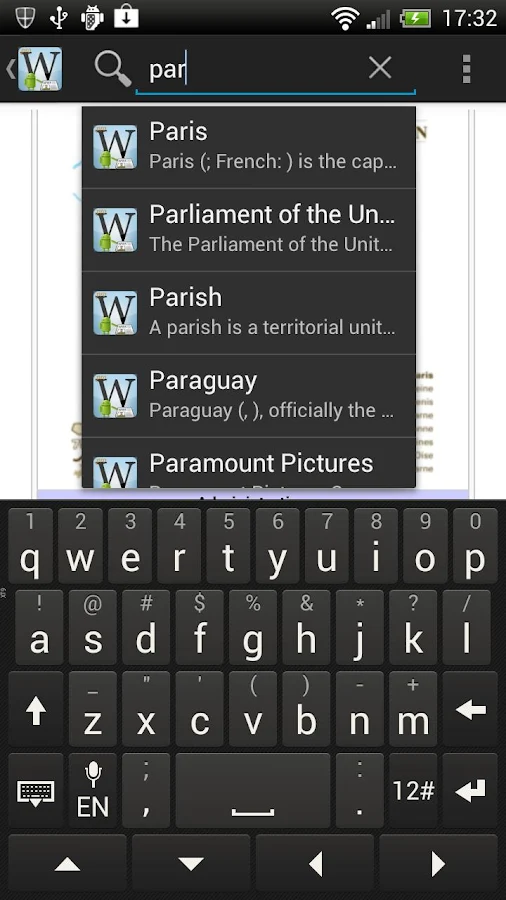 Wiki pro (Wikipedia) - screenshot