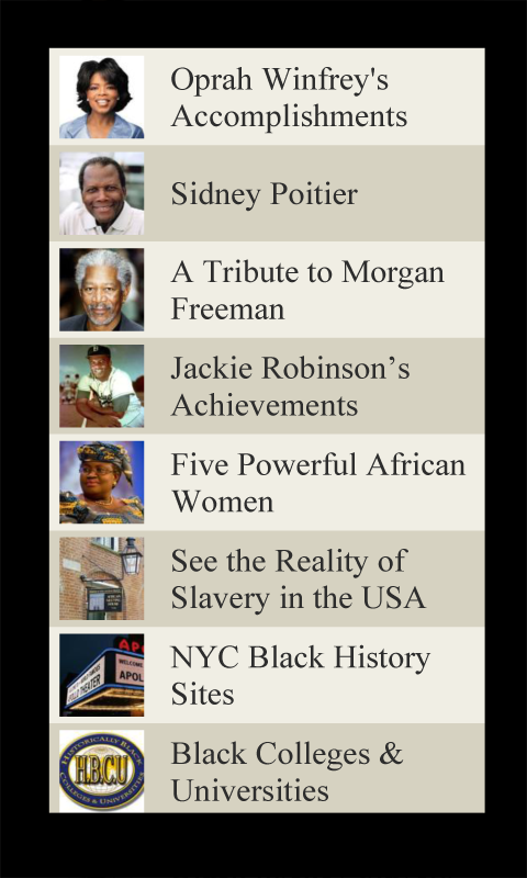 Android application African American Lists screenshort