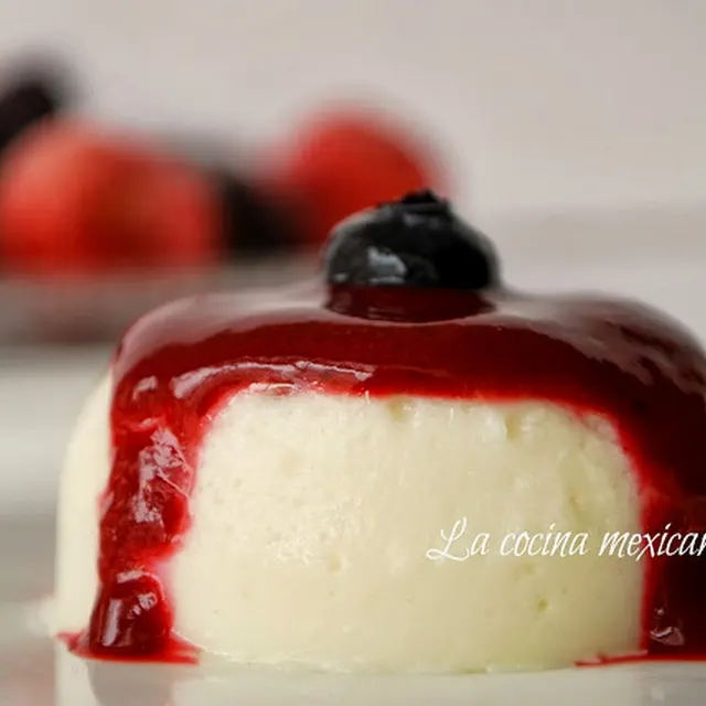 Yogurt Gelatin Dessert with Mixed Berry Sauce