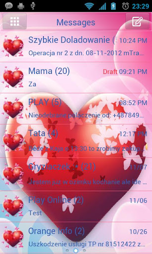 GO SMS Pro Hearts Theme