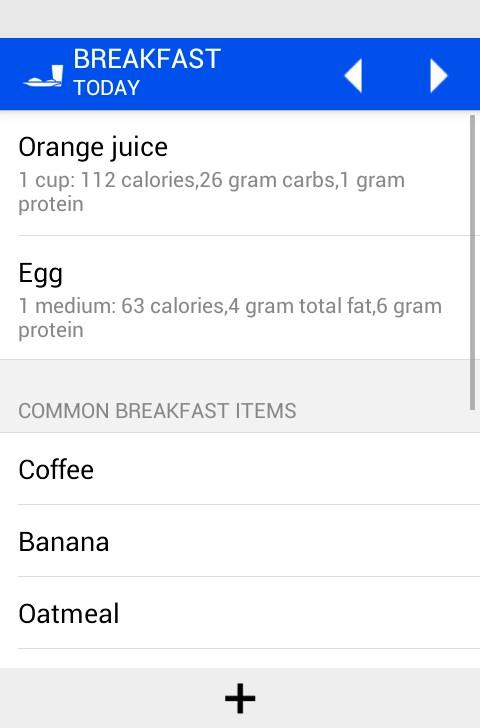 Android application Food Journal screenshot