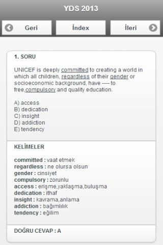 【免費教育App】YDS 2013 Bahar Çözüm+Kelimeler-APP點子