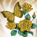 Gold Butterfly Flowers Live Wa logo