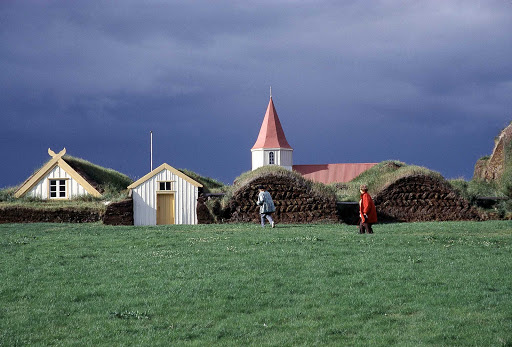 Traditional turf houses in Iceland.