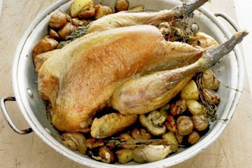 Guinea fowl with roast chestnuts
