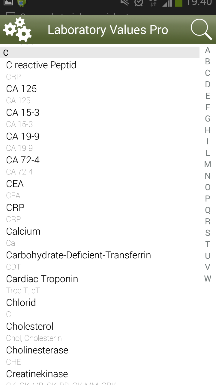 Laboratory values Pro Screen 2