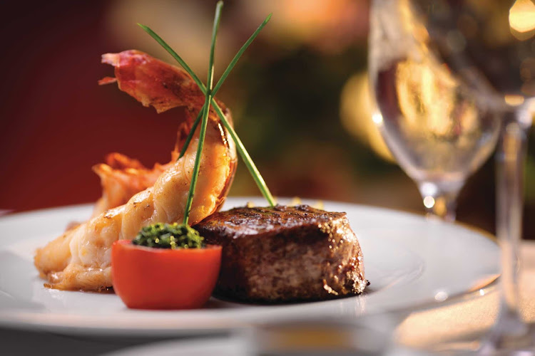 Like surf 'n' turf? Make reservations at Cagney's for a shrimp and steak entrée during your Norwegian Cruise Line voyage. 