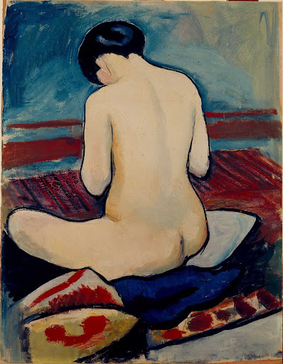 Sitting Nude with Pillow