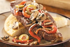 Italian Strip Steaks with Focaccia