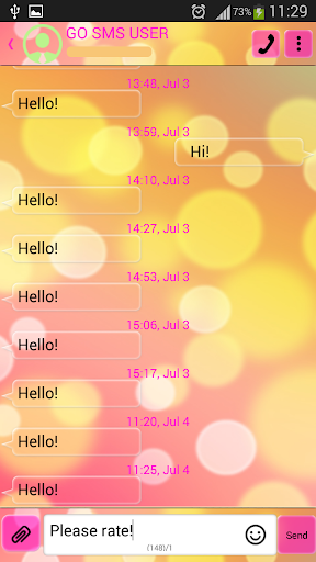 GO SMS Proのピンクライト