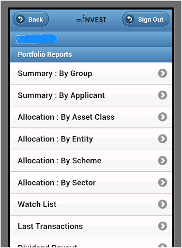 mInvest - Portfolio on Mobile