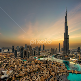 Downtown Dubai Sunset by Andrew Madali - Buildings & Architecture Office Buildings & Hotels