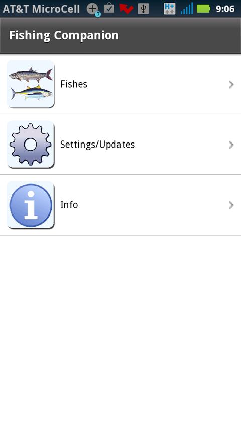 Android application TX SW Fisghing Regulations screenshort
