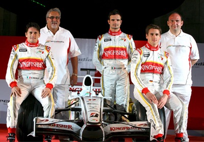 forceindia team, kingfisher, white, red, car, sport, motorsport, formula one, f1, picture, photo, drivers, pilots, racers, men, people, 