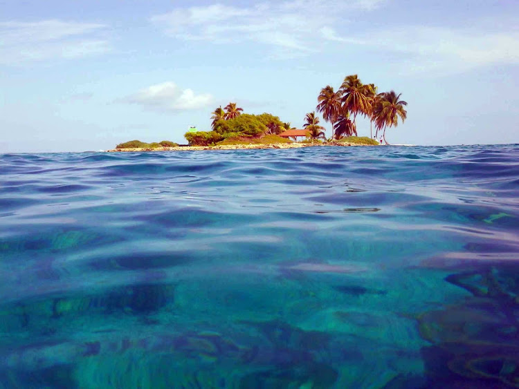 Snorkel in the coral reef at Goff's Caye, off the shore of Belize City, Belize. 