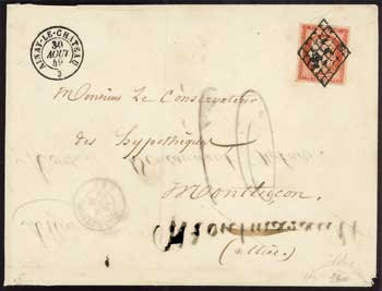 1fr vermillon sur lettre