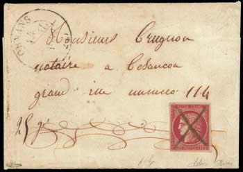 1fr vermillon sur lettre