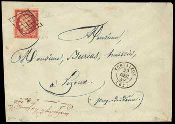 1fr vermillon sur lettre