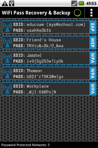 WiFi Pass Recovery & Backup - screenshot
