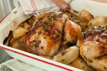 Maple-Sage Cornish Hens with Roast Apples