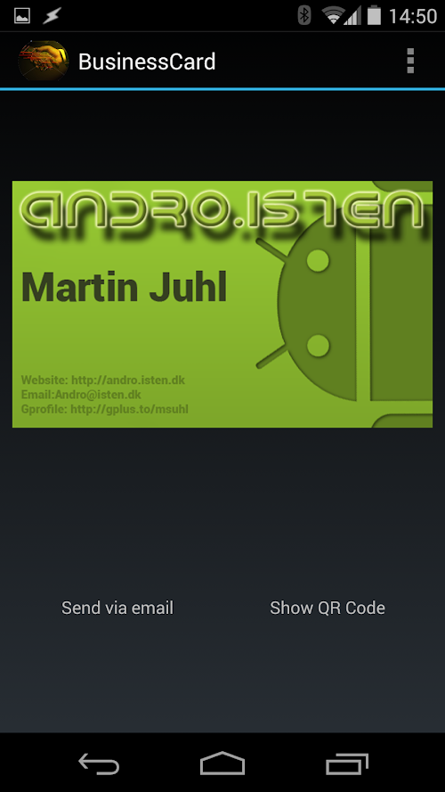 Android application BusinessCard screenshort