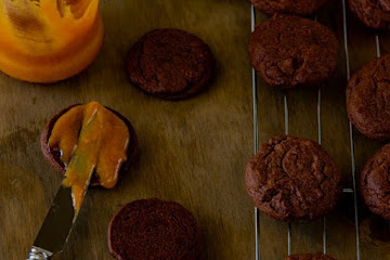 Chocolate Orange Brownie Cookies with Blood Orange Curd