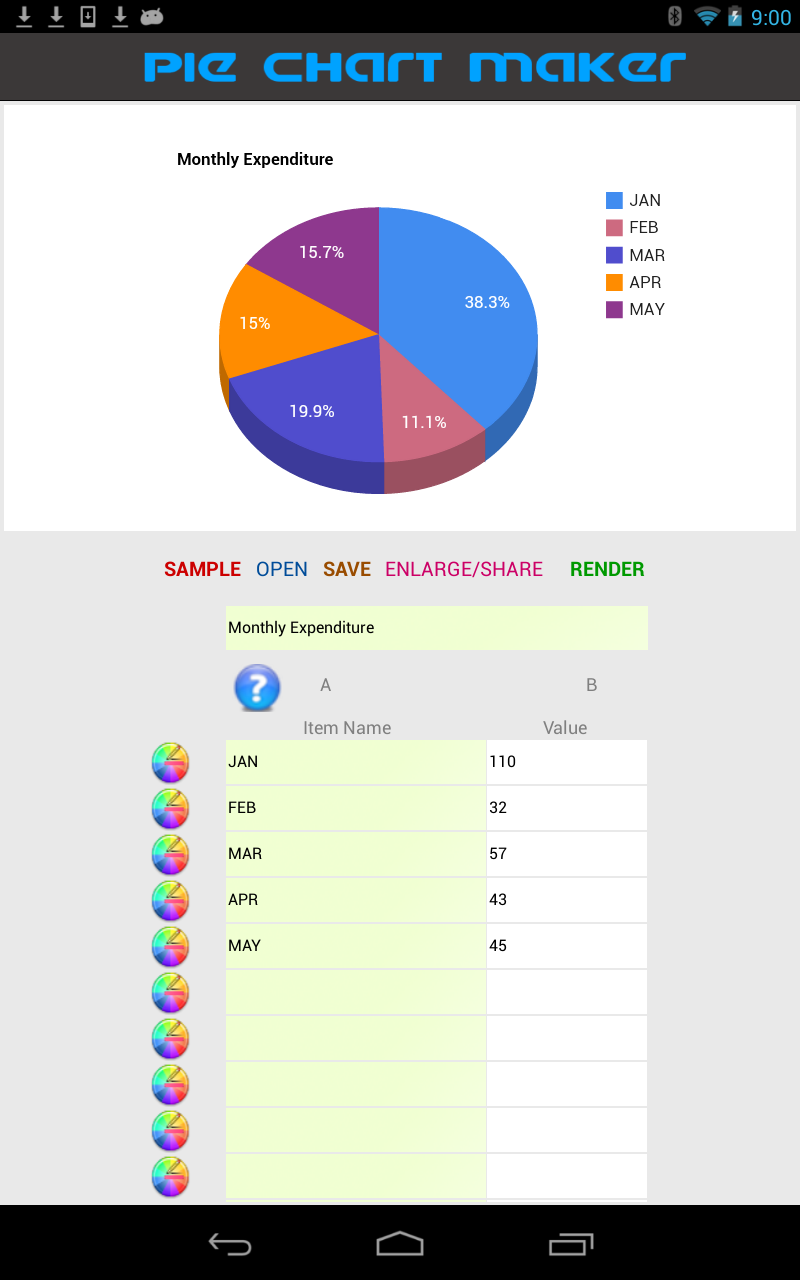 Pie Chart Maker Screen 1