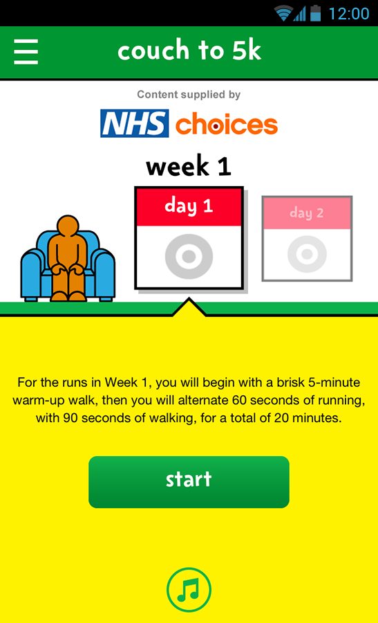 Change4Life Couch to 5k Screen 2