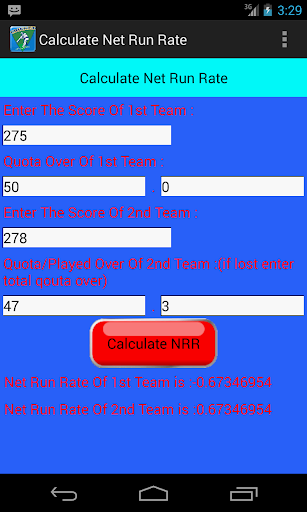 Calculate Net Run Rate