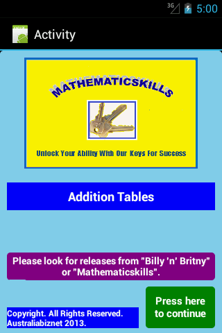 Addition Tables Free