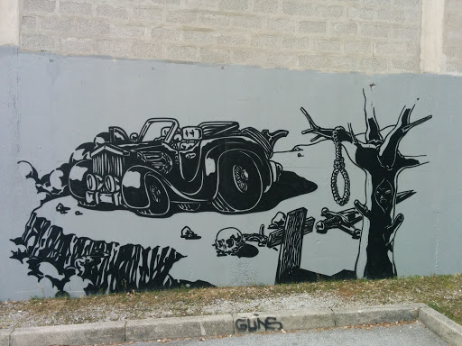 Car by a Tree Mural