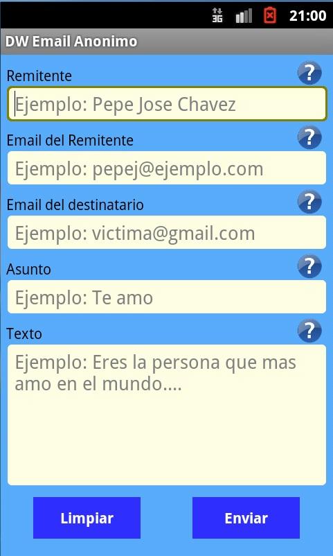 Android application DW Email Anonimo screenshort