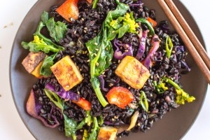 Forbidden Rice Stir Fry & Baked Teriyaki Tofu