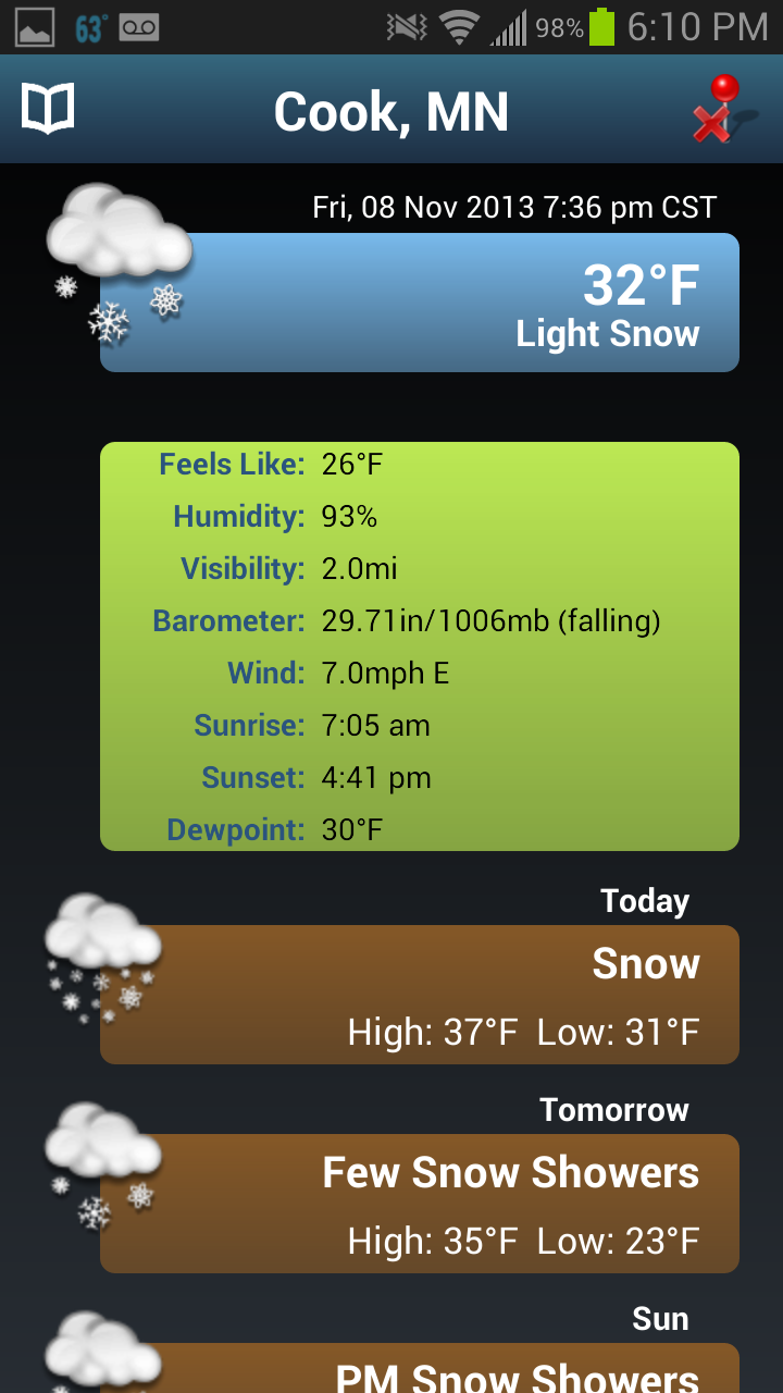 NOAA Snow Forecast Screen 3